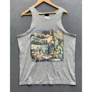 MGM Mirage Graphic Tank Top Shirt Men's XL Gray Crew Neck Sleeveless Vintage
